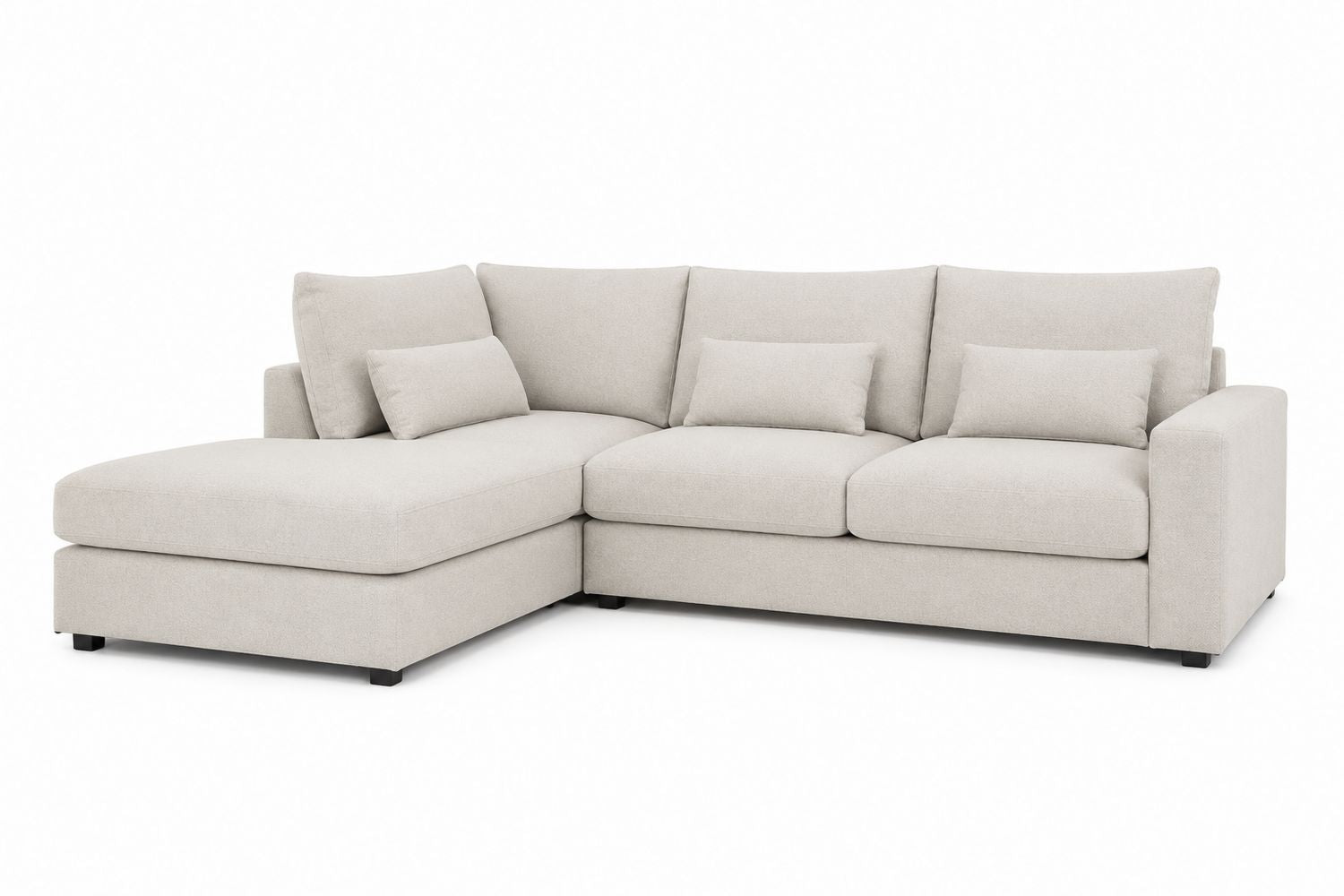 Sofa narożna z leżanką, beżowa
