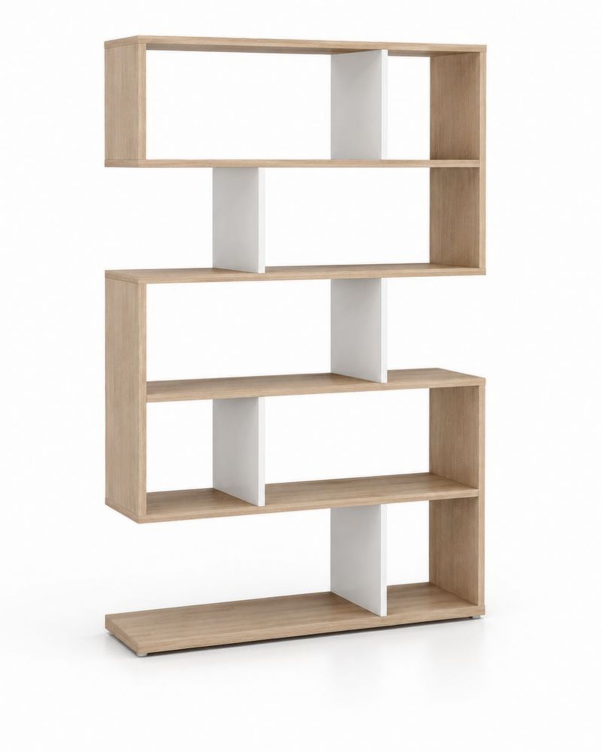 Regał z płyty MDF z podziałkami w kolorze dąb i biały 140x30x180 cm