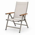 Składane krzesło ogrodowe aluminiowe tkanina syntetyczna teak 60x65x110 cm Beżowy