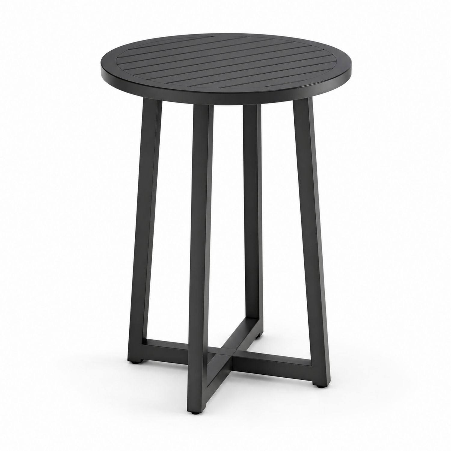 Stół ogrodowy aluminiowy okrągły czarny 60 cm