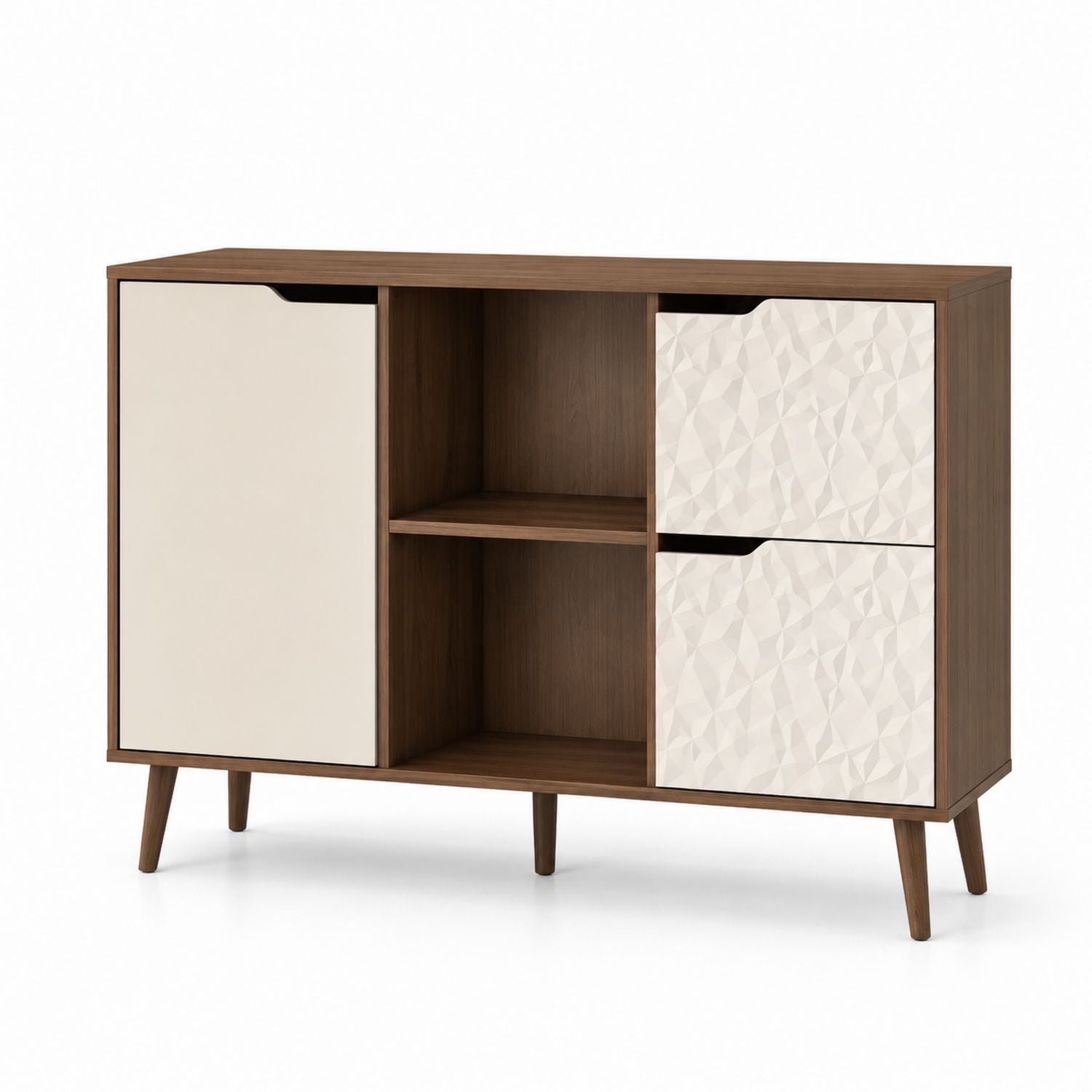 Kredens z drewna i MDF 120x40x80cm Brązowy Kremowy