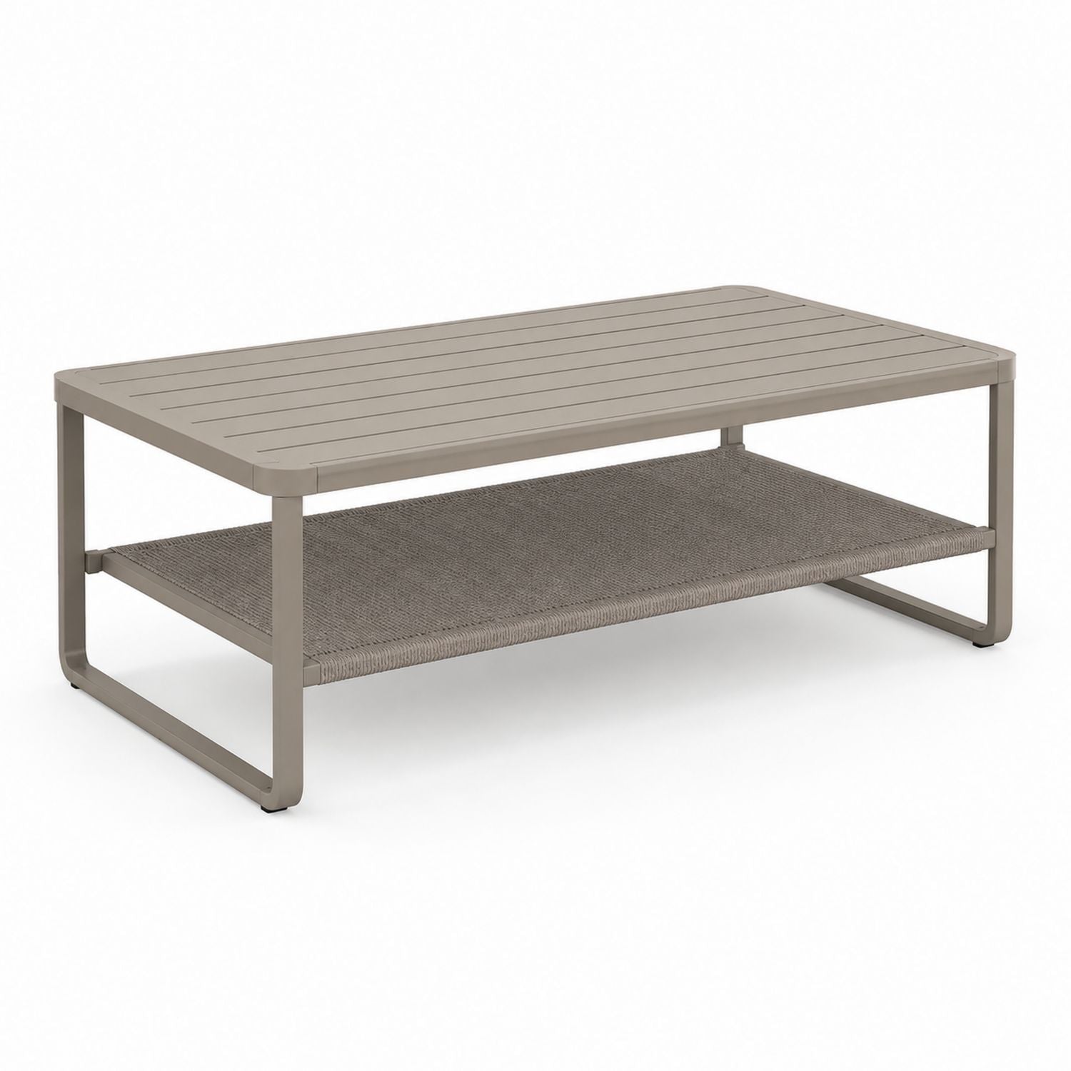 Stolik kawowy z aluminium i poliestrową półką beżowy 120x60x45 cm