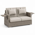 Beżowa sofa zewnętrzna z technorattanu z poduszkami 190 cm