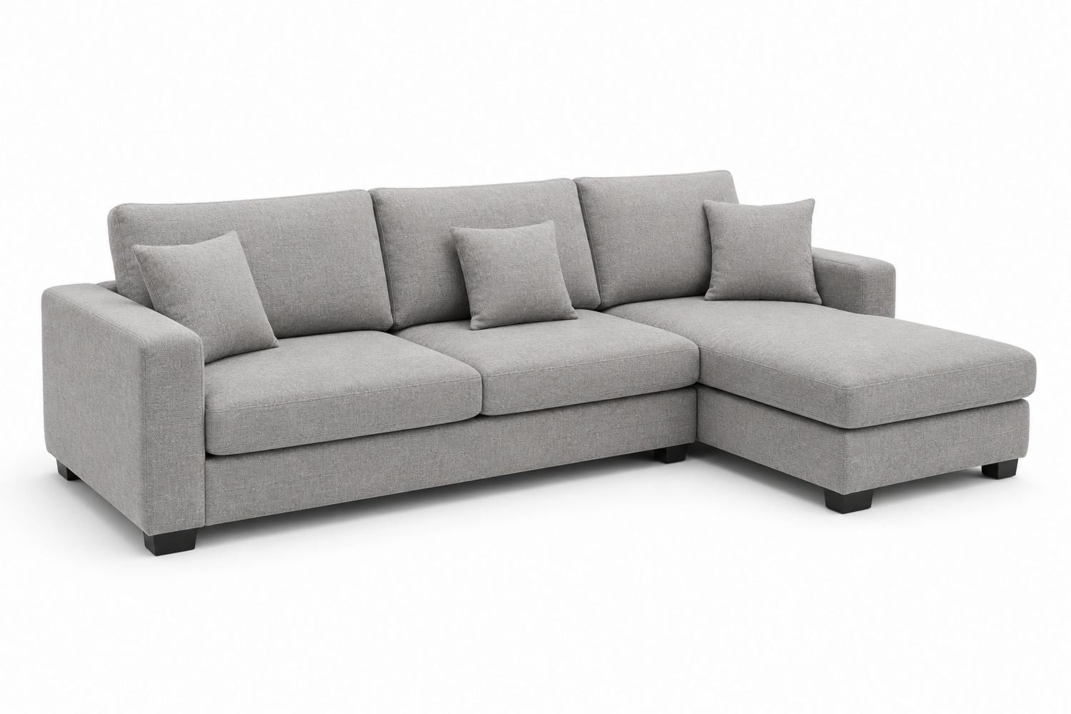 Sofa narożna z tkaniny poliestrowej z poduszkami 250cm Szary
