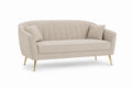 Sofa welurowa beżowa z metalowymi nogami