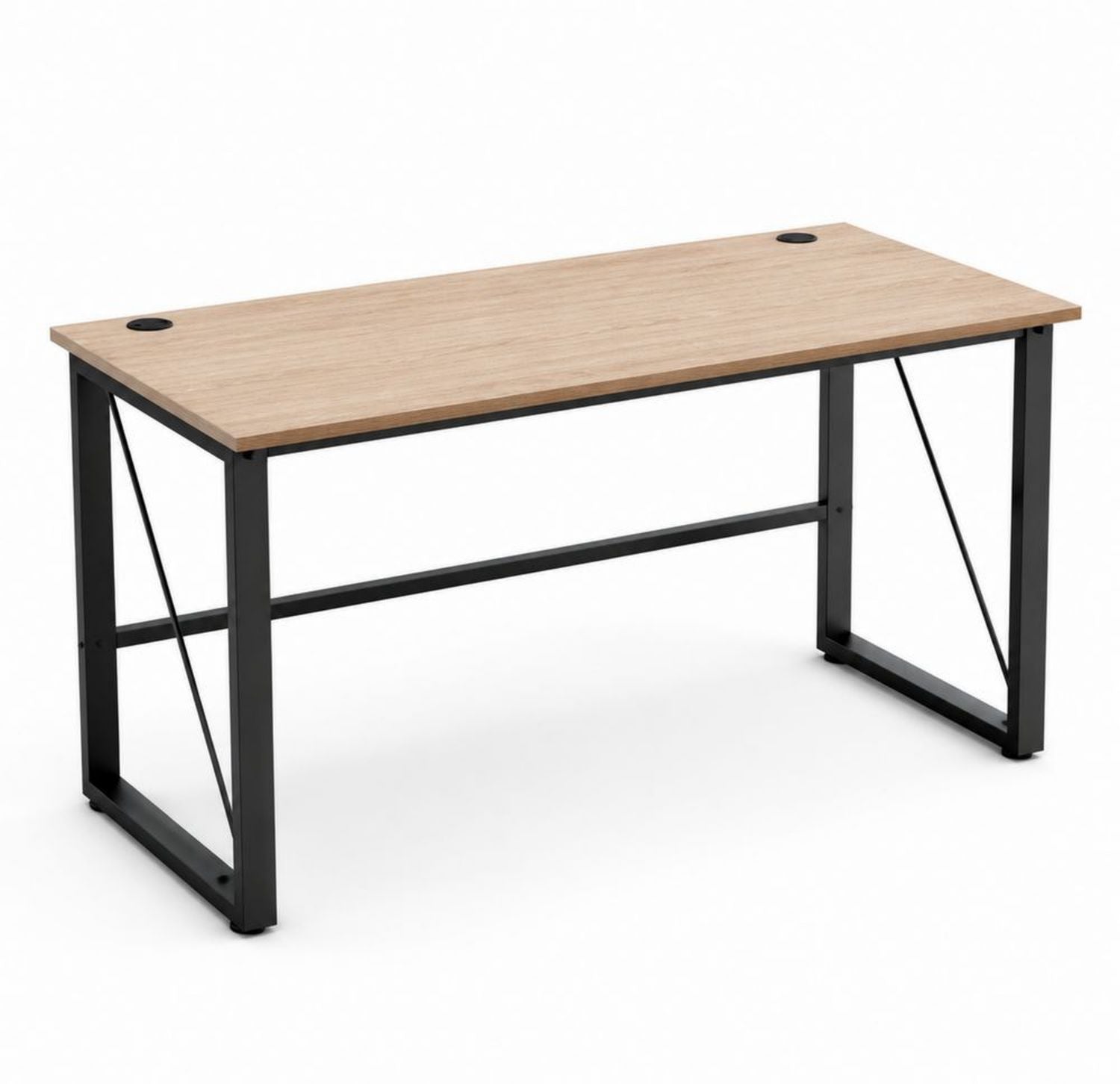 Biurko metalowe z blatem MDF dębowym 120x60x75 cm Jasny Dąb/Czarny
