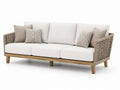 Sofa z drewna tekowego z plecionką, 220 cm, Beżowa