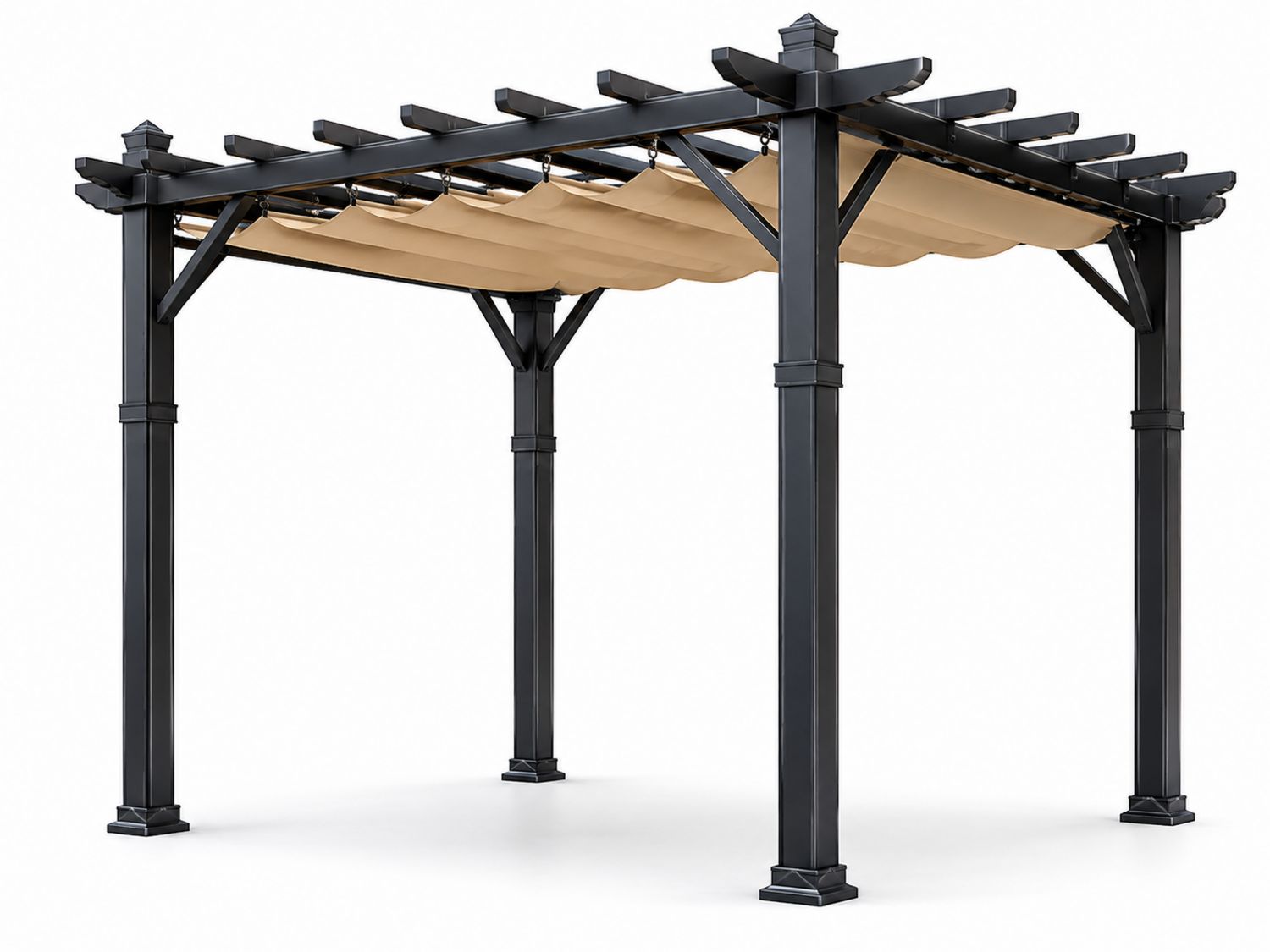 Pergola aluminiowa z poliestrowym zadaszeniem 3x3m Czarna/Beżowa